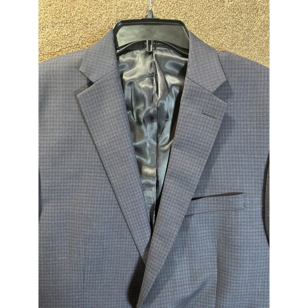 CALVIN KLEIN Mens Blue Black Check Two button Sport Coat Suit Jacket blazer 42 B